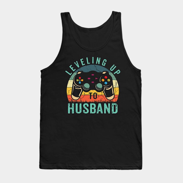 Vintage Leveling Up To Husband Funny Groom Video Game Lovers Tank Top by Sowrav